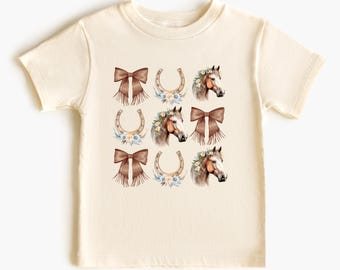 Camiseta de caballo para niña, camiseta estilo western, camiseta de caballo coqueta, lazo western, sudaderas, regalo para amantes de los caballos, camiseta de vaquera, camiseta para niños pequeños, regalo para bebés