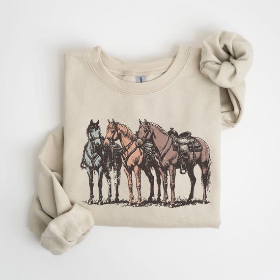 Western Horse Shirt, Cowboy Rodeo Sweatshirt, Horse Lovers Gift, Cowgirl Shirt, Country Style T-shirt, Ranch Life Shirt, Western graphic