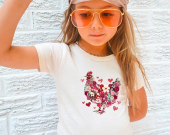 Hühner Bauernhof Tiere T-Shirt für Kinder, Bauernhof Tiere T-Shirt für Mädchen, Tier T-Shirt für Mädchen, Cottagecore Shirt, Huhn Liebhaber Geschenk