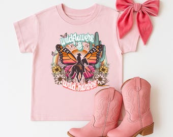 Camiseta infantil con flores silvestres y caballos salvajes, camiseta de concierto de música country, camiseta de Lainey Wilson, conjunto vaquero para bebé, sudadera para niña, camiseta para bebé