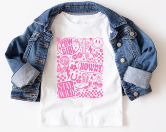 Chemise collage cow-girl, sweat-shirt pour tout-petit, cadeau nouveau-né, t-shirt western pour fille, cow-girl sauvage, haut de concert country, chemise country girl