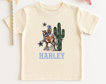 Camiseta personalizada de caballos para niñas, body personalizado, camiseta de vaquera, camiseta juvenil de caballos, regalo para recién nacidos, suéter con nombre para niños pequeños, ropa vaquera