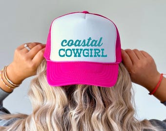 Coastal Cowgirl Trucker Hat: Bachelorette Party Beachy Theme, Trucker hat for women, Cowgirl hat, Western style Hat, Baseball Hat