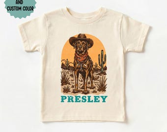 Maglietta da cowboy con cane, maglietta western con cane, maglietta personalizzata con nome del cane, maglietta da deserto con cane, regalo vintage western per amanti dei cani, maglietta per amanti dei cani