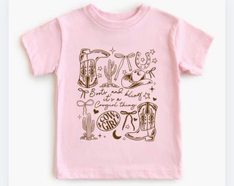 Bottines de cow-girl et accessoires : chemise c'est un truc de cow-girl, sweat-shirt pour tout-petit, t-shirt western pour fille, cow-girl sauvage, haut de concert country