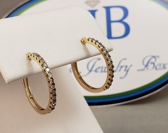 Diamond Hoops, 14k Diamond Hoop Earrings, 14k Yellow Gold, Diamond Hoop Earrings, Classic Diamond Hoops, .25ct Classic Gold Earrings, #E1287