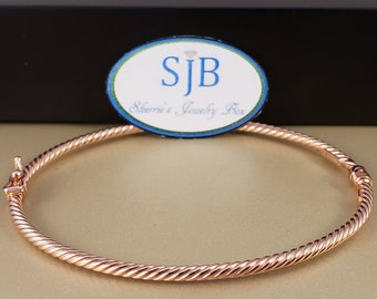 Bracelets, 14k Bangle Bracelets, Twisted Bangles, 14k Rose Gold Hinged Style Bangle Bracelet, Stackable Bracelets, Rose Gold Jewelry, #B238
