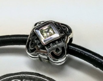 Celtic Knot Charms, 925 Silver Celtic Knot Charm Beads, Green CZ Celtic Knot Charm fits Novo Chamilia & Pandora Jewelry, August Birthstones