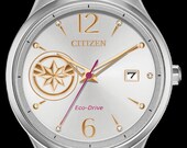 Marvel Watch, Citizen Disney Watches, Captain Marvel Stainless Steel Watch with Blue Rubber Strap Silver Dial, Ladies Collectable Watches