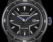 Marvel Watch, Disney Black Panther Watch, Black Stainless Steel Citizen Marvel Watch with Black Rubber Strap Dial, Mens Collectable Watch