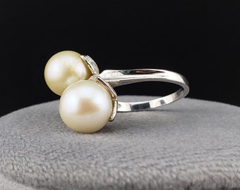 Pearl Rings, Vintage Pearl Rings, Vintage 10k White Gold
