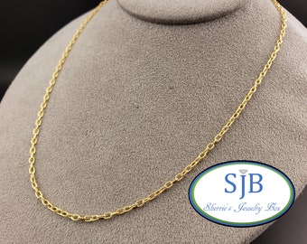 Gold Chains, 14k Yellow Gold Cable Chains, 18" Textured Cable Chain, 2.4mm Yellow Gold Chain With 14k Lobster clasp, Layering Chains, #CH897