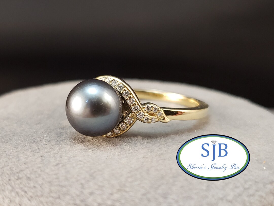 Tahitian Pearl Ring - Gun Metal Ring