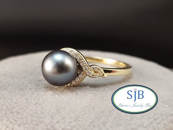 Tahitian black pearl ring best sale