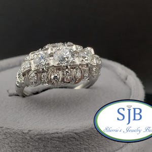 Vintage Diamond Rings, Platinum Rings, Vintage Platinum Euro Cut Diamond Statement Ring, Diamond Anniversary Rings, Size 8, #C4767
