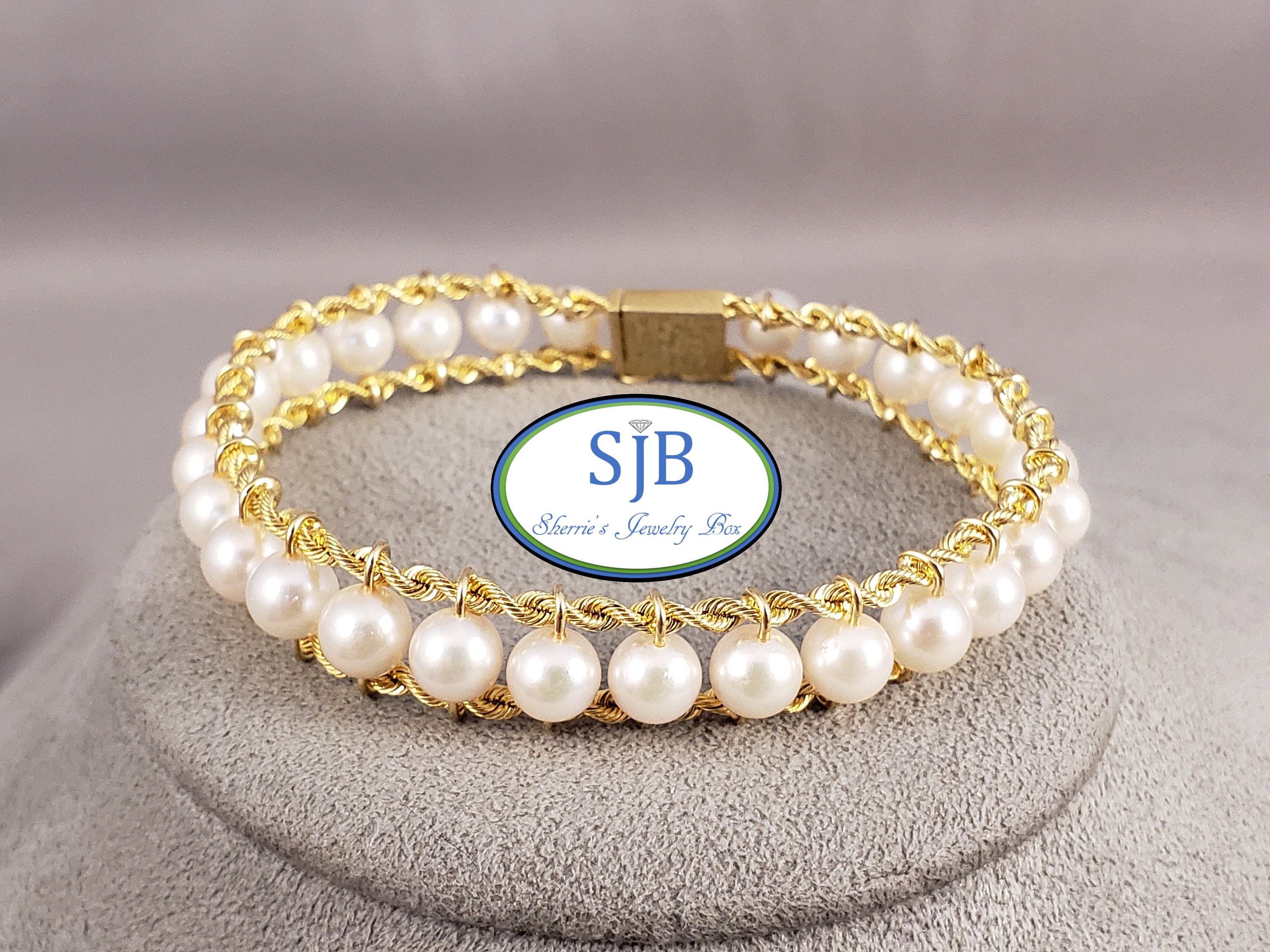 Gold Seed Pearl Bracelet in La | Berlinger Jewelry 7 / 14K White Gold | by BerRings