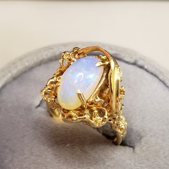 Opal Rings, Vintage 14k Opal Rings, 14k Yellow Go… - image 3