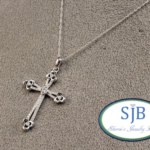 Diamond Cross, 14k Cross, 14k Diamond Cross Pendants, 14k White Gold Diamond Cross Pendant, Religious Jewelry, Layering Necklaces, #P1265
