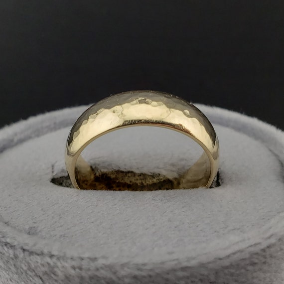 Wide Gold Wedding Bands, 14k Yellow Gold Hammered… - image 2