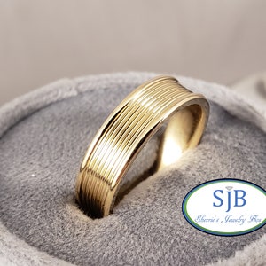 Gold Bands, 14k Yellow Gold Textured Band, 6mm Wide Yellow Gold Bands, Mens Wedding Ring, Anniversary Bands, Stackable Band, Size 10, #WD772