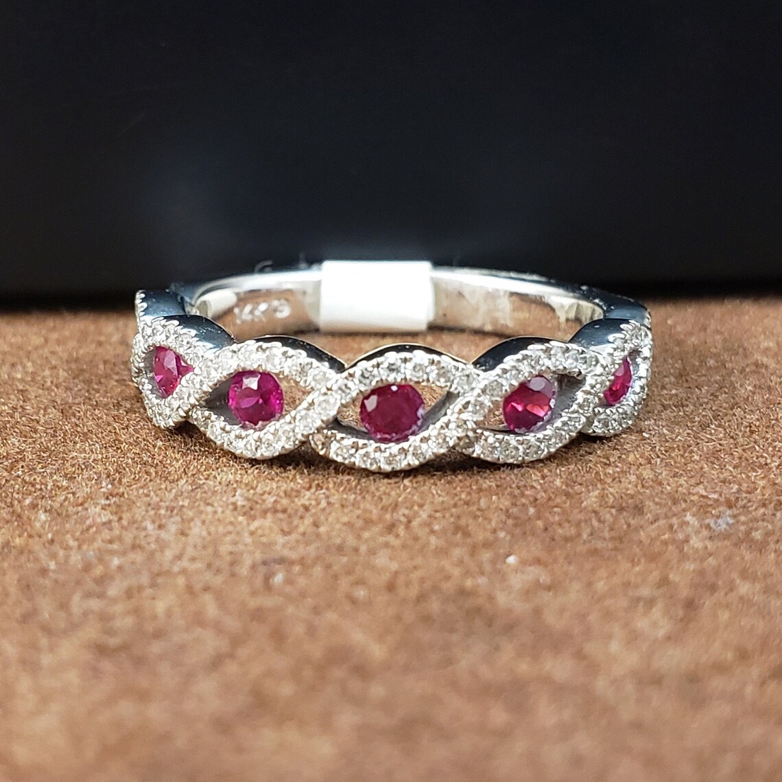 Ruby Rings Ruby and Diamond Band 14k White Gold Ruby & | Etsy