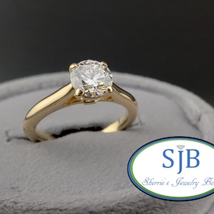 Vintage Cartier Engagement Rings, Vintage 18k Yellow Gold .90ct VS2-H Diamond Solitaire, Stackable Diamond Anniversary Rings, Size 5, #C5016