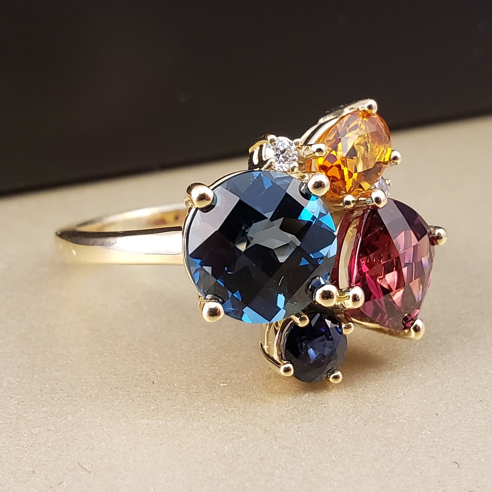 Rainbow Rings Multi Gem Rings Multi Color Gemstone Ring 14k Etsy