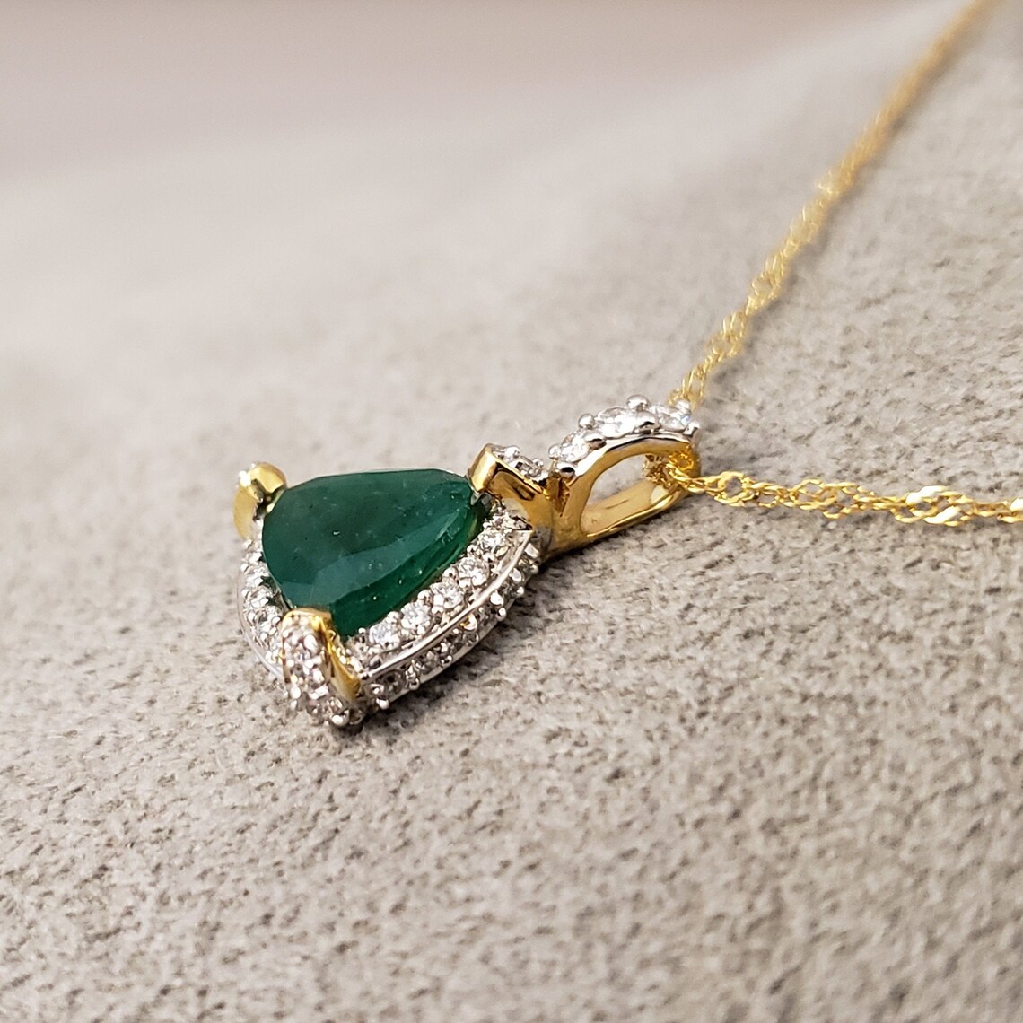 Emerald Pendants 1.26ct Trillion Emerald and Diamond Pendant Etsy New