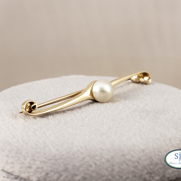Gold Pearl Brooch Etsy