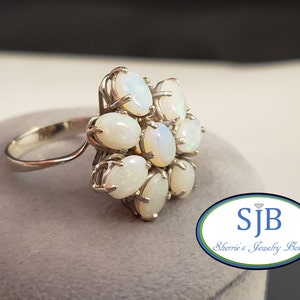 Bagues opale, bagues opale vintage, bague opale vintage en or blanc 14 carats, bagues opale, bagues empilables, pierres de naissance d'octobre, taille 7, # C1794