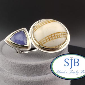 Vintage Designer Tanzanite Ring, 925 Silver & 14k Yellow Gold Tanzanite Statement Ring, Unique Vintage Rings, Baseball Rings, Size 9, #C5084