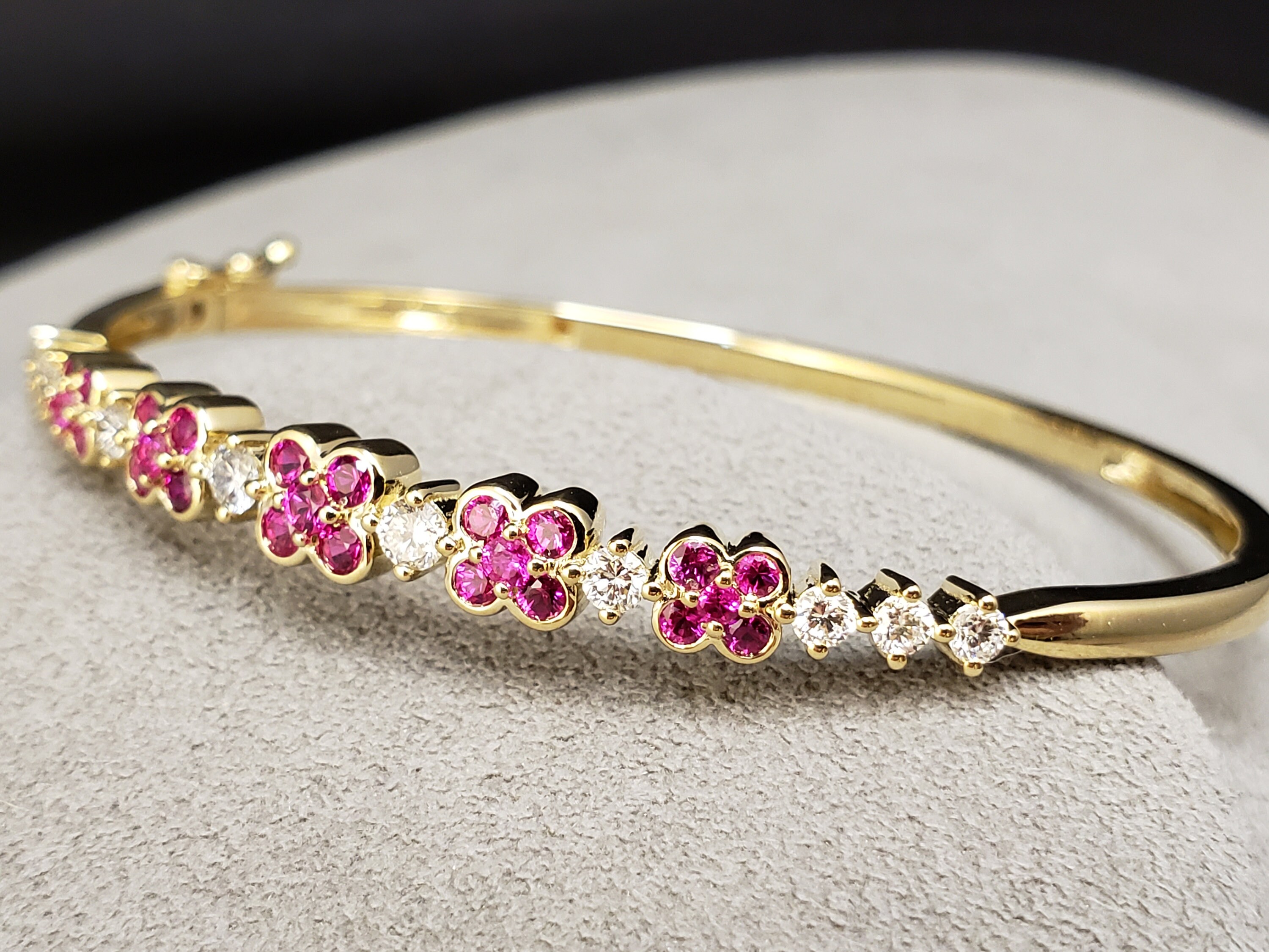 Ruby Bracelets, 14k Ruby & Diamond Bangle Bracelet, 14k Ruby Bracelets, 14k Ruby & Diamond Bangle Bracelet, 14k