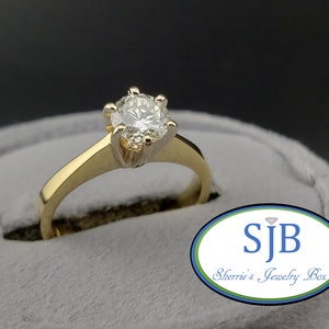 Diamond Solitaire Rings, Vintage Diamond Engagement Ring, 18k Yellow Gold .60ct VVS2-G Diamond Solitaire, Anniversary Rings, Size 5, #C3921