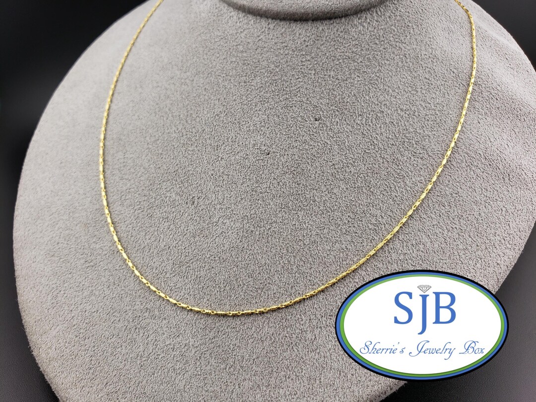 14k Gold Chains, 14k Yellow Gold .90mm Diamond Cut Round Baht