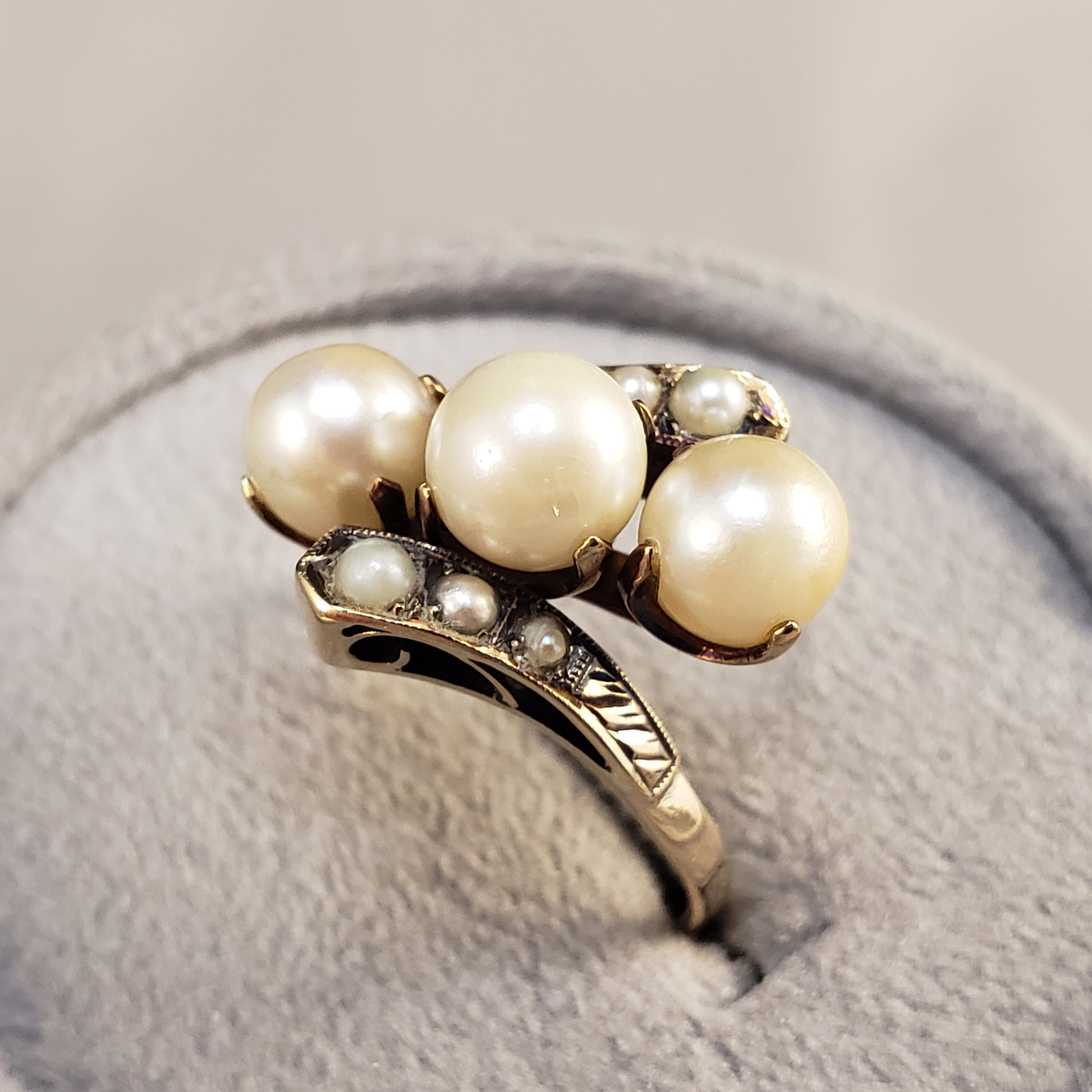 Pearl Rings, 14k Pearl Rings, Vintage 14k Yellow Gold Pearl