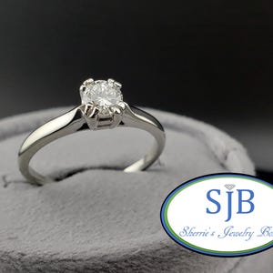 Engagement Rings, Diamond Solitaire, Vintage 14k White Gold Diamond Engagement Ring, Stackable Diamond Anniversary Rings, Size 8.75, #C4946