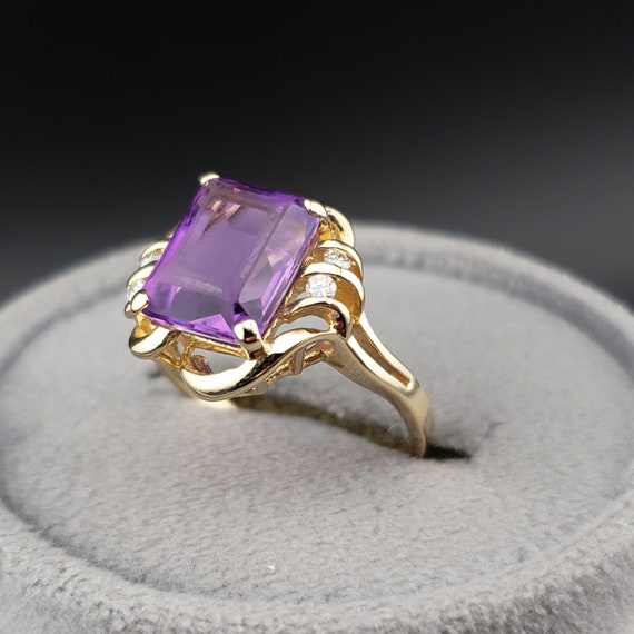 Amethyst Rings, Vintage Emerald Cut Amethyst Ring… - image 3