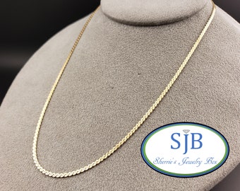 14k Chains, Vintage 14k Yellow Gold Chains, Vintage 14k Yellow Gold 16" Serpentine Chain, Pendant Chains, 16" Layering Necklaces, #C3790