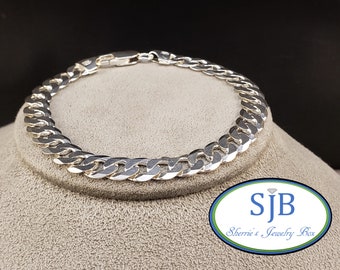 Bracelets, Sterling Silver Bracelets, Curb Link Bracelets, 925 Sterling Silver Curb Chain Bracelet, Stackable 8" Bracelets, 12 grams, #B319