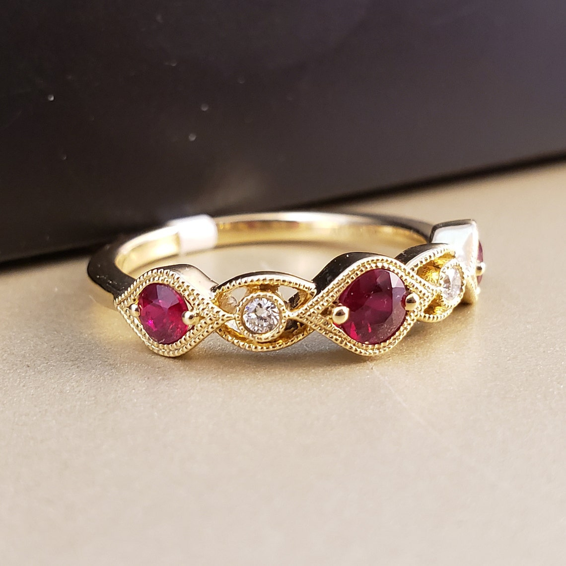 Ruby Rings Genuine Ruby & Diamond Rings 14k Yellow Gold Ruby | Etsy