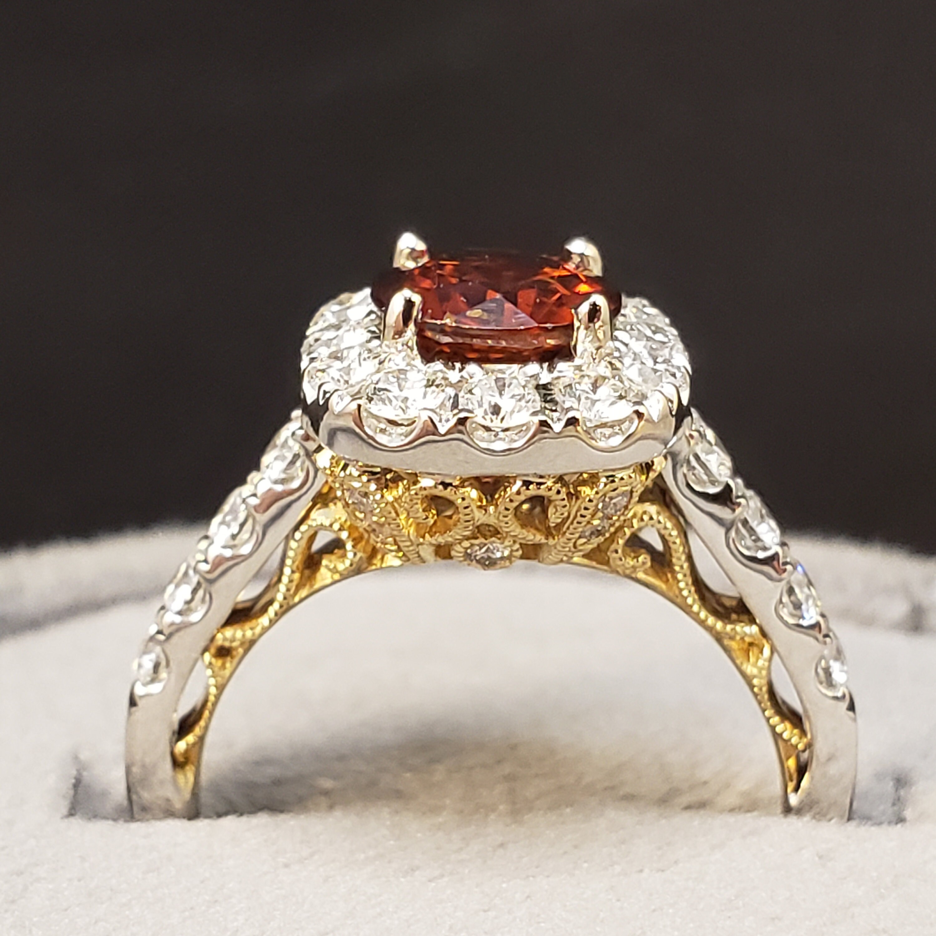 Red Zircon Ring, 18k White & Yellow Gold Natural Red Zircon and Diamond Ring, Vintage Look Engagement Ring, Statement Ring, Size 6.75 R1086 - Etsy Red Zircon Ring, 18k White & Yellow Gold Natural Red Zircon and Diamond Ring, Vintage Look Engagement Ring, Statement Ring, Size 6.75 R1086 - Etsy