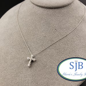 Diamond Cross Necklace, Diamond Crosses, 14k White Gold Diamond Cross Pendant with 18&quot; Chain, Religious Jewelry, Layering Necklaces, #P1749