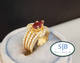 Sunstone Rings, 14k Red Oregon Sunstone Ring, 14k Yellow Gold Sunstone Ring with .78ct in diamonds, Oregon State Gemstones, #R466, Size 7