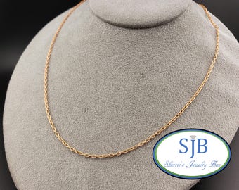 Rose Gold Chains, 14k Rose Gold 1.90mm Textured Rolo Link Cable Chain, 20" Chain, Long Layering Chains, Unique 14k Rose Gold Chains, #CH767