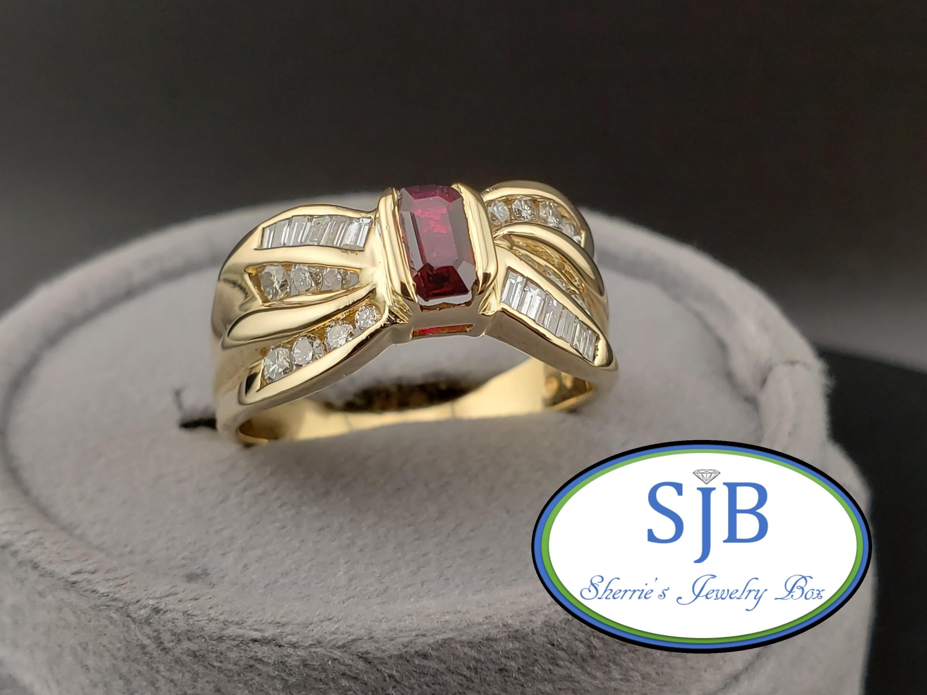 ヴィンテージ ルビーリング、ヴィンテージ 14K イエローゴールド