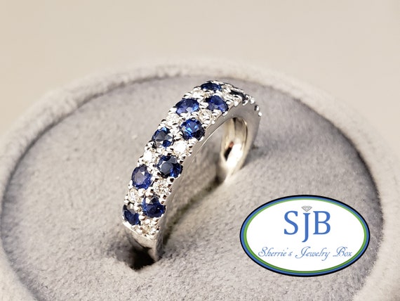 14k White Gold Blue Sapphire Anniversary Band Ring 14k White Gold Blue Sapphire Anniversary Band Ring