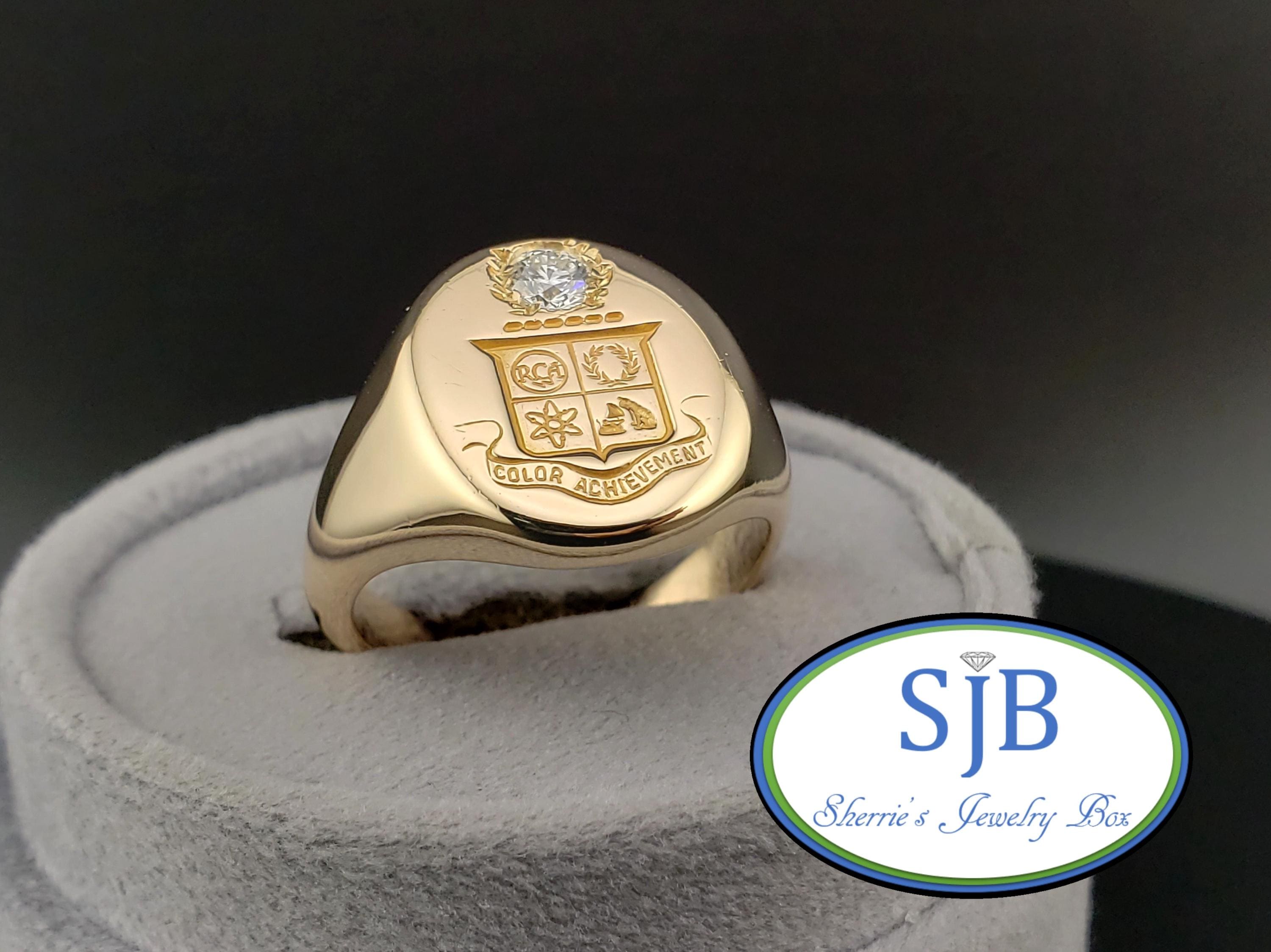 Vintage Men's Diamond Rings, 14k Yellow Gold RCA Victor Crest