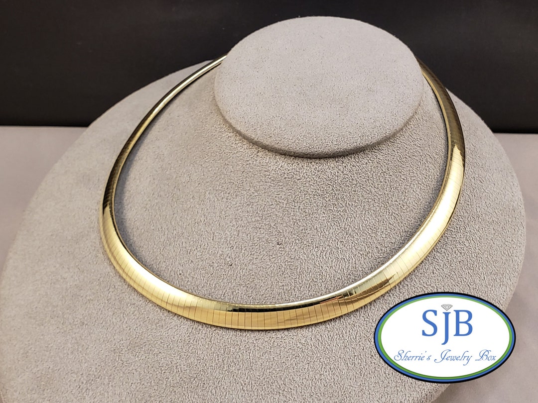 Gold Chains, 14k Yellow Gold Omega Chain, Wide Statement Chain, 16 Domed Omega Necklace, Large