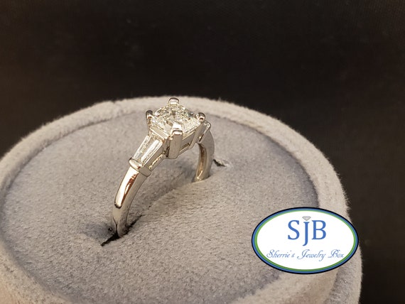 Engagement Rings, Platinum Engagement Rings, Emerald Cut Platinum Diamond Engagement Ring, Stackable Rings, Vintage Rings, Size 5.25, #C2114