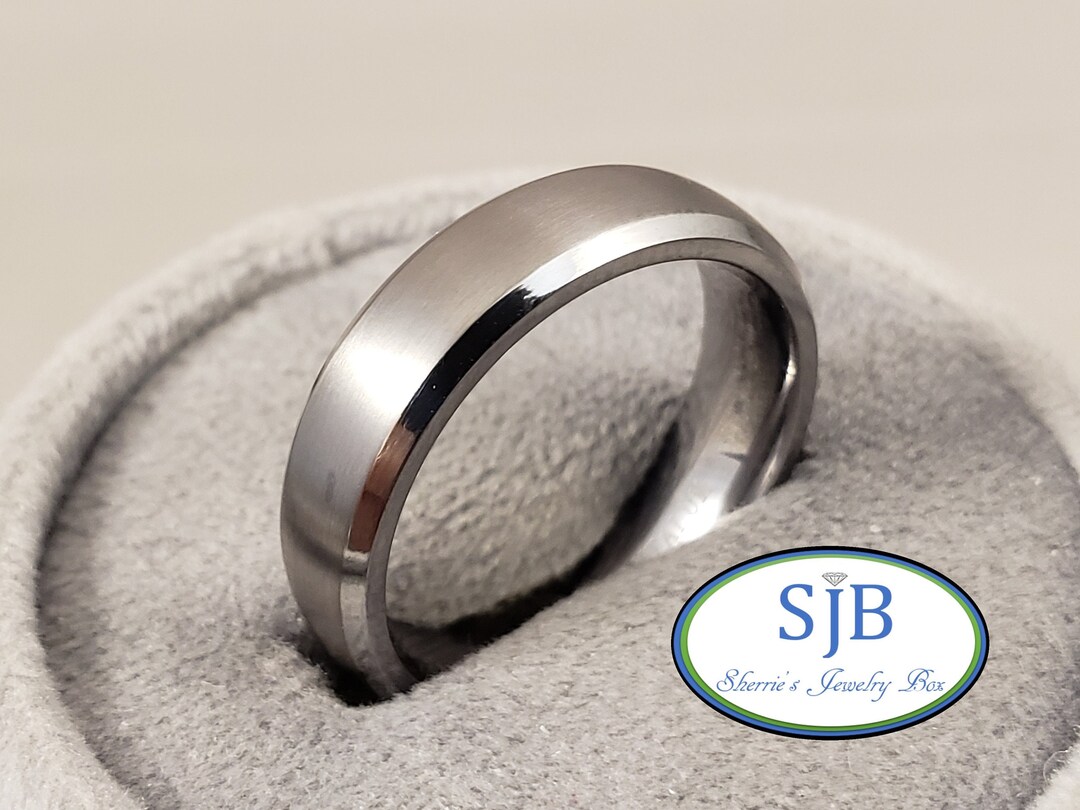 Tantalum Bands, Domed Tantalum Wedding Band, 6mm Wide Beveled Edge